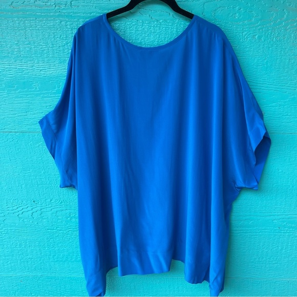 EILEEN FISHER 100% SILK BLUE FLOWY CREPE DE CHINE BLOUSE SIZE 3X NWT - Picture 6 of 6